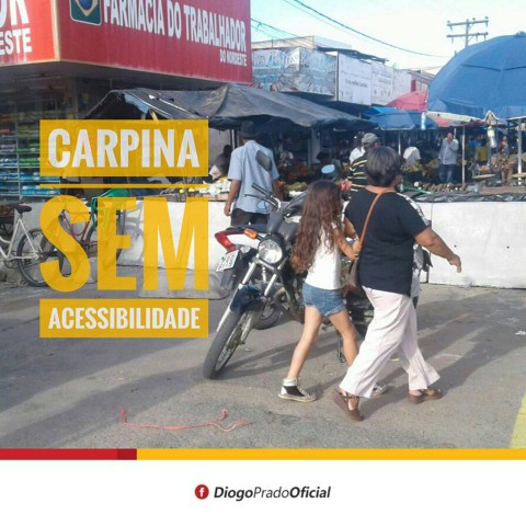 Vereador Diogo Prado critica falta de acessibilidade na feira em Carpina