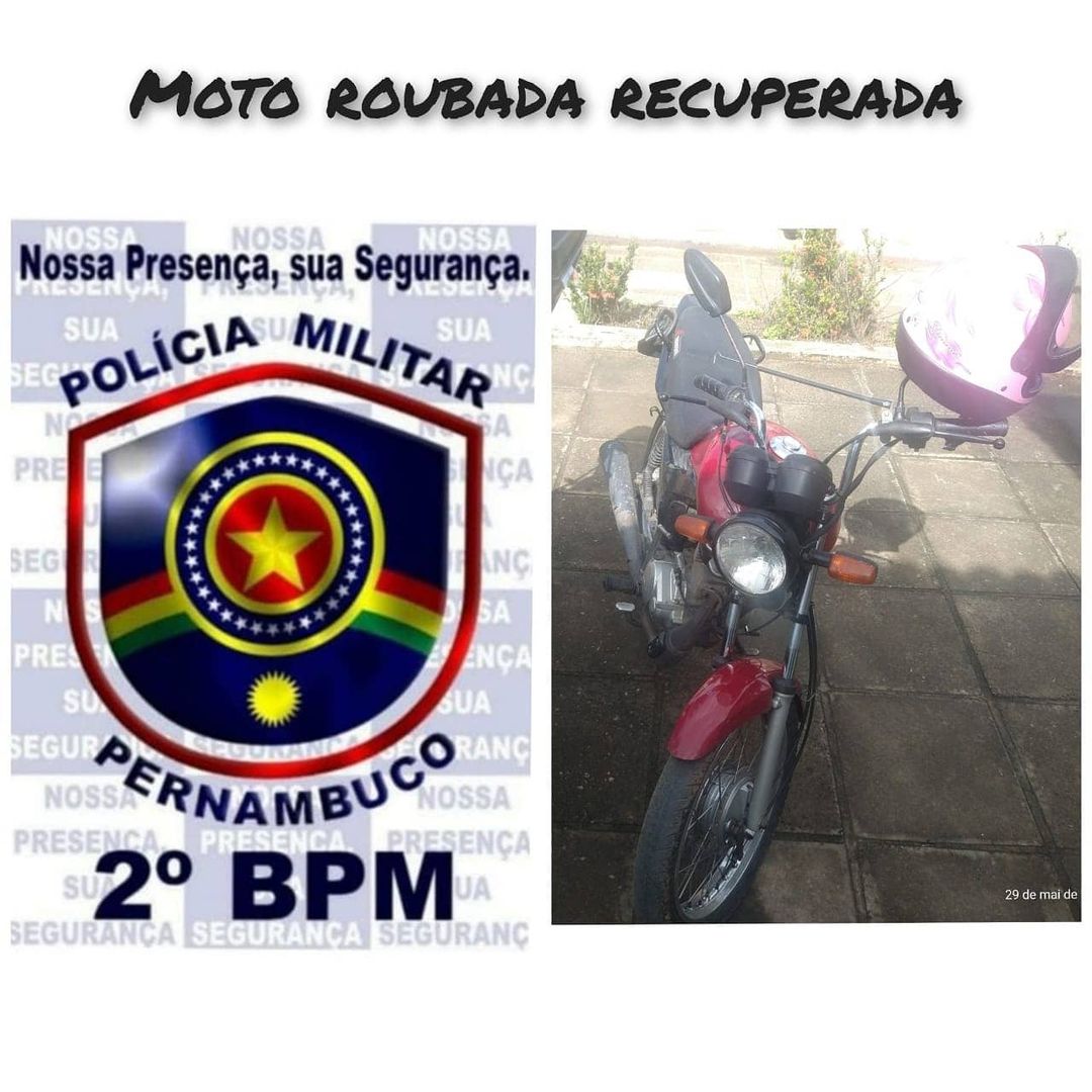 Moto roubada foi recuperada em Paudalho