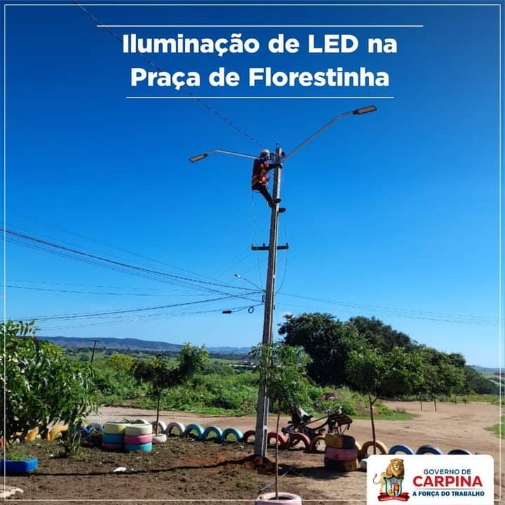 Prefeitura do Carpina está instalando iluminação de LED na praça de Florestinha