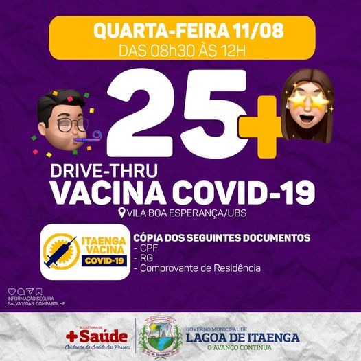 Drive-thru de vacinação será realizado nesta quarta (11) em Lagoa de Itaenga